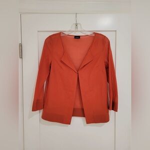 AKRIS burnt orange sheer 100% cotton blouse with hook and eye closure